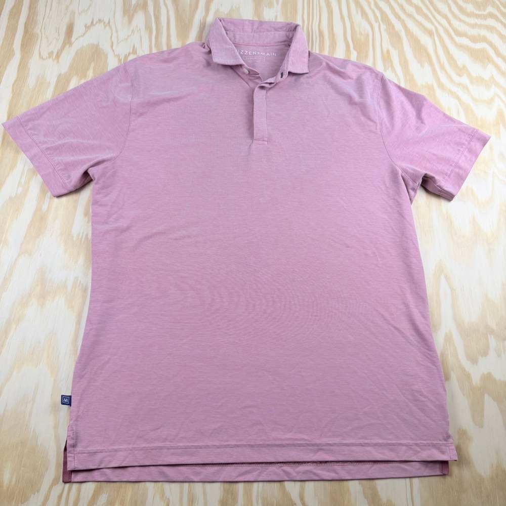 Mizzen + Main Mens Trim Fit Performance Polo Shirt Pink Heathered Medium M